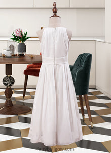 Scarlett A-Line Scoop Neck Ankle-Length Chiffon Junior Bridesmaid Dress With Flower(s) XXCP0013621