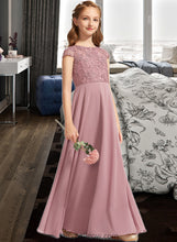 Load image into Gallery viewer, Ainsley A-Line Scoop Neck Floor-Length Chiffon Lace Junior Bridesmaid Dress XXCP0013624