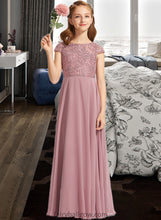 Load image into Gallery viewer, Ainsley A-Line Scoop Neck Floor-Length Chiffon Lace Junior Bridesmaid Dress XXCP0013624