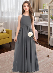 Daphne A-Line Scoop Neck Floor-Length Chiffon Junior Bridesmaid Dress With Ruffle Lace XXCP0013625