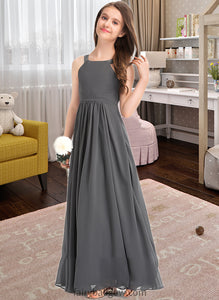 Daphne A-Line Scoop Neck Floor-Length Chiffon Junior Bridesmaid Dress With Ruffle Lace XXCP0013625