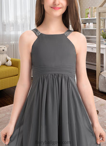 Daphne A-Line Scoop Neck Floor-Length Chiffon Junior Bridesmaid Dress With Ruffle Lace XXCP0013625