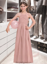 Load image into Gallery viewer, Lauretta A-Line Scoop Neck Floor-Length Chiffon Junior Bridesmaid Dress With Ruffle XXCP0013632