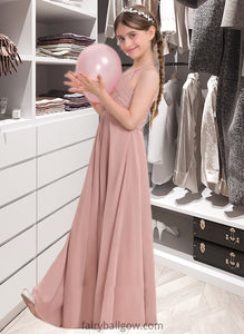 Lauretta A-Line Scoop Neck Floor-Length Chiffon Junior Bridesmaid Dress With Ruffle XXCP0013632