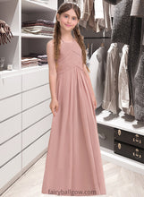 Load image into Gallery viewer, Lauretta A-Line Scoop Neck Floor-Length Chiffon Junior Bridesmaid Dress With Ruffle XXCP0013632