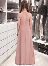 Load image into Gallery viewer, Lauretta A-Line Scoop Neck Floor-Length Chiffon Junior Bridesmaid Dress With Ruffle XXCP0013632