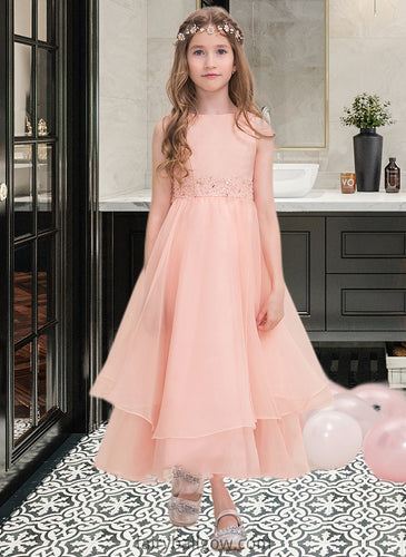 Bella A-Line Scoop Neck Ankle-Length Organza Junior Bridesmaid Dress With Beading Sequins XXCP0013633