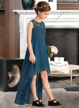 Load image into Gallery viewer, Karlee A-Line Scoop Neck Asymmetrical Chiffon Lace Junior Bridesmaid Dress XXCP0013661