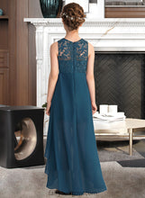 Load image into Gallery viewer, Karlee A-Line Scoop Neck Asymmetrical Chiffon Lace Junior Bridesmaid Dress XXCP0013661