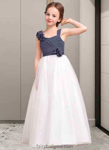 Rhianna A-Line Sweetheart Floor-Length Chiffon Tulle Junior Bridesmaid Dress With Ruffle Flower(s) XXCP0013665