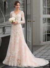 Load image into Gallery viewer, Karina Trumpet/Mermaid V-neck Court Train Tulle Lace Wedding Dress XXCP0013694