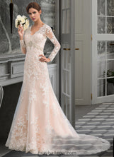 Load image into Gallery viewer, Karina Trumpet/Mermaid V-neck Court Train Tulle Lace Wedding Dress XXCP0013694