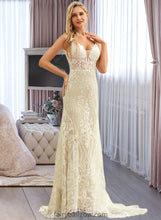 Load image into Gallery viewer, Delilah Trumpet/Mermaid V-neck Court Train Tulle Lace Wedding Dress XXCP0013708