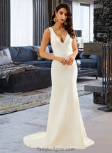 Load image into Gallery viewer, Kailey Trumpet/Mermaid V-neck Court Train Wedding Dress XXCP0013714