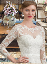 Load image into Gallery viewer, Yamilet Trumpet/Mermaid Illusion Chapel Train Stretch Crepe Wedding Dress With Lace XXCP0013740