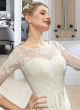 Load image into Gallery viewer, Jamie A-Line Illusion Tea-Length Wedding Dress With Lace XXCP0013741