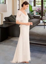 Load image into Gallery viewer, Cameron Trumpet/Mermaid V-neck Court Train Wedding Dress With Sash XXCP0013744