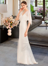 Load image into Gallery viewer, Cameron Trumpet/Mermaid V-neck Court Train Wedding Dress With Sash XXCP0013744