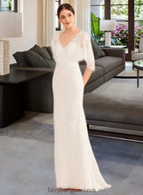 Load image into Gallery viewer, Cameron Trumpet/Mermaid V-neck Court Train Wedding Dress With Sash XXCP0013744