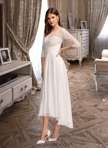 Eloise A-Line Illusion Asymmetrical Wedding Dress With Lace XXCP0013749