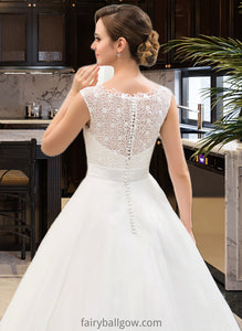 Maisie Ball-Gown/Princess Scoop Neck Sweep Train Organza Lace Wedding Dress With Beading Sequins XXCP0013751