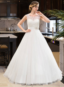 Maisie Ball-Gown/Princess Scoop Neck Sweep Train Organza Lace Wedding Dress With Beading Sequins XXCP0013751