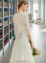 Load image into Gallery viewer, Kaila A-Line Scoop Neck Sweep Train Tulle Lace Wedding Dress XXCP0013753