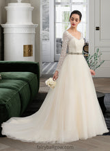 Load image into Gallery viewer, Sue Ball-Gown/Princess V-neck Court Train Tulle Lace Wedding Dress XXCP0013756