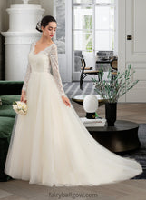 Load image into Gallery viewer, Sue Ball-Gown/Princess V-neck Court Train Tulle Lace Wedding Dress XXCP0013756