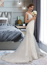 Load image into Gallery viewer, Gretchen Trumpet/Mermaid V-neck Court Train Tulle Wedding Dress XXCP0013758