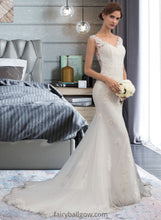 Load image into Gallery viewer, Gretchen Trumpet/Mermaid V-neck Court Train Tulle Wedding Dress XXCP0013758