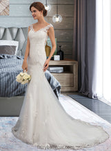 Load image into Gallery viewer, Gretchen Trumpet/Mermaid V-neck Court Train Tulle Wedding Dress XXCP0013758