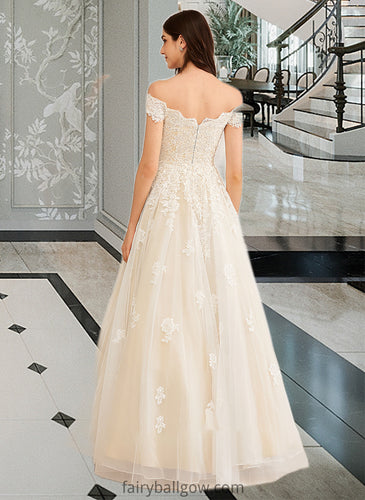 Jo Ball-Gown/Princess Off-the-Shoulder Floor-Length Wedding Dress With Beading Sequins XXCP0013765