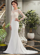 Load image into Gallery viewer, Leah Trumpet/Mermaid Illusion Sweep Train Stretch Crepe Wedding Dress XXCP0013767