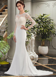 Leah Trumpet/Mermaid Illusion Sweep Train Stretch Crepe Wedding Dress XXCP0013767