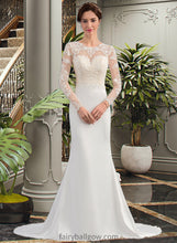 Load image into Gallery viewer, Leah Trumpet/Mermaid Illusion Sweep Train Stretch Crepe Wedding Dress XXCP0013767