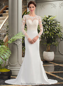 Leah Trumpet/Mermaid Illusion Sweep Train Stretch Crepe Wedding Dress XXCP0013767