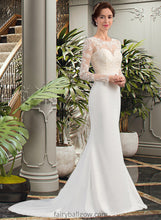 Load image into Gallery viewer, Leah Trumpet/Mermaid Illusion Sweep Train Stretch Crepe Wedding Dress XXCP0013767