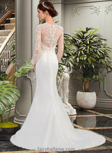 Load image into Gallery viewer, Leah Trumpet/Mermaid Illusion Sweep Train Stretch Crepe Wedding Dress XXCP0013767