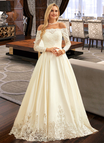 Mckayla Ball-Gown/Princess Sweep Train Satin Wedding Dress With Beading Sequins XXCP0013768