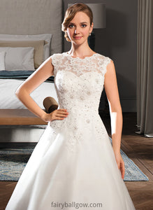 Alula Ball-Gown/Princess Scoop Neck Tea-Length Tulle Lace Wedding Dress With Beading Sequins XXCP0013773