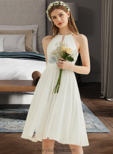 Daphne A-Line Knee-Length Chiffon Wedding Dress XXCP0013778