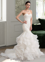 Load image into Gallery viewer, Evelin Trumpet/Mermaid Sweetheart Sweep Train Organza Lace Wedding Dress XXCP0013786