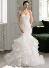 Load image into Gallery viewer, Evelin Trumpet/Mermaid Sweetheart Sweep Train Organza Lace Wedding Dress XXCP0013786