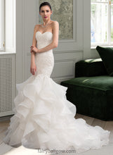 Load image into Gallery viewer, Evelin Trumpet/Mermaid Sweetheart Sweep Train Organza Lace Wedding Dress XXCP0013786