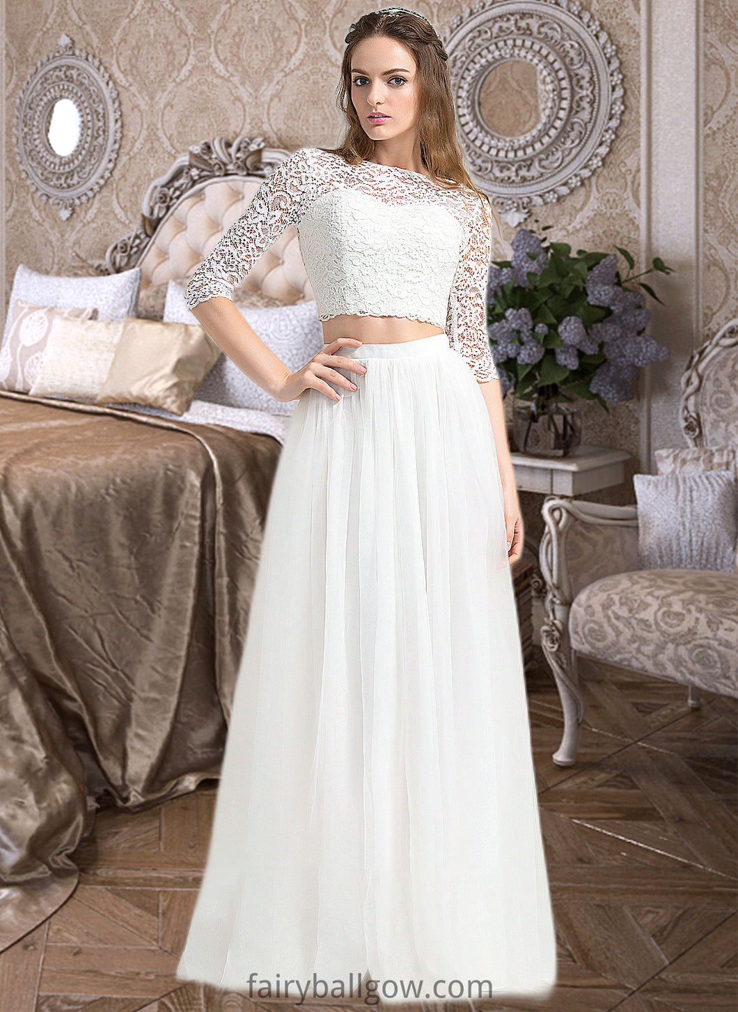 Jaylynn A-Line Scoop Neck Floor-Length Tulle Wedding Dress XXCP0013787