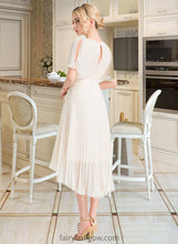 Load image into Gallery viewer, Emilee A-Line Scoop Neck Asymmetrical Chiffon Wedding Dress With Pleated XXCP0013790