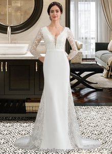 Sahna Trumpet/Mermaid V-neck Chapel Train Chiffon Wedding Dress With Beading Sequins XXCP0013795