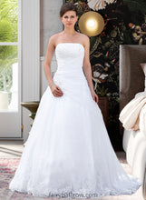 Load image into Gallery viewer, Anabella Ball-Gown/Princess Strapless Chapel Train Satin Organza Wedding Dress With Lace Beading XXCP0013796