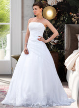 Load image into Gallery viewer, Anabella Ball-Gown/Princess Strapless Chapel Train Satin Organza Wedding Dress With Lace Beading XXCP0013796